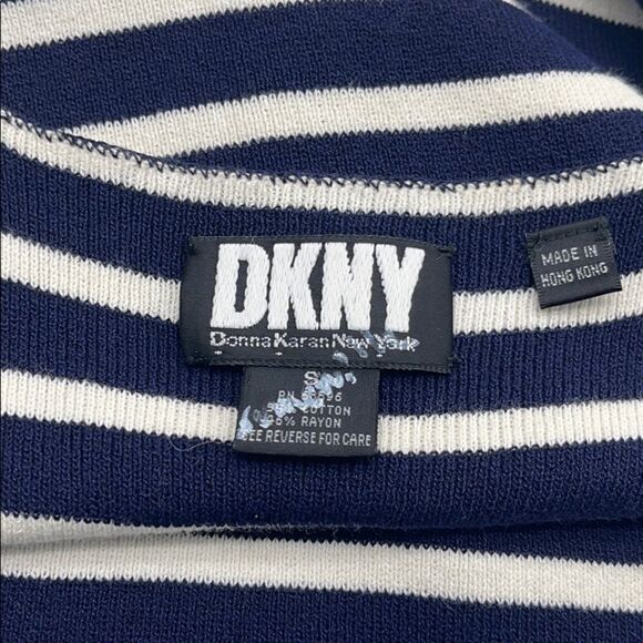 DKNY Navy White Striped Knit Sleeveless Dress SMALL - Picture 12 of 12